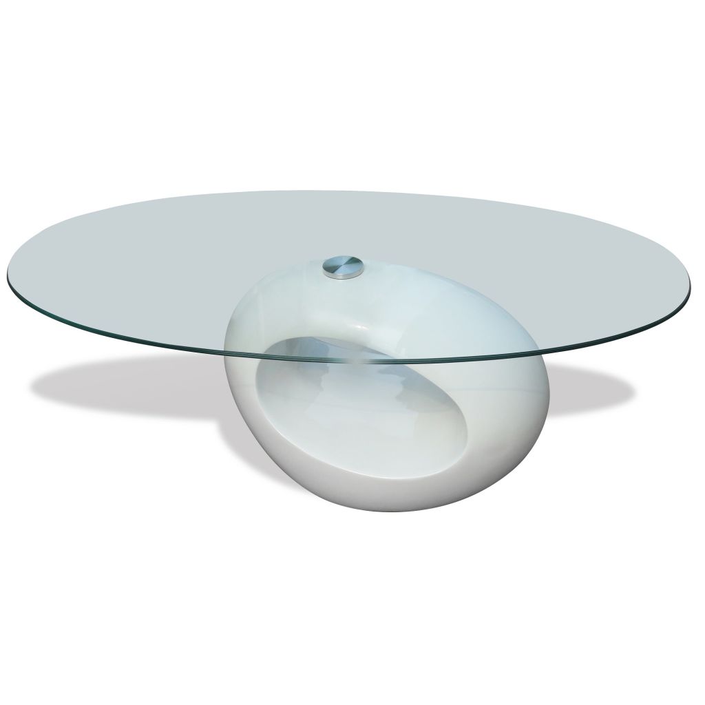 Oval Glass Top High Gloss Coffee Table