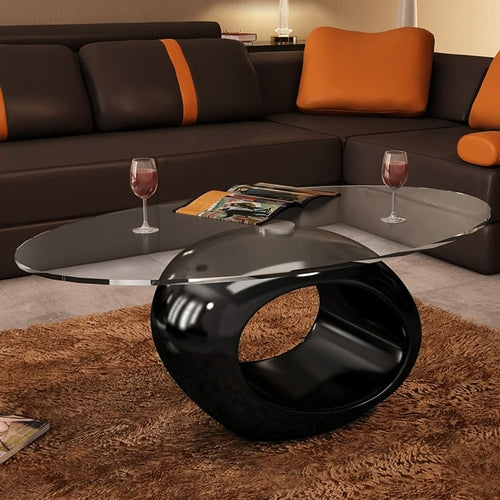 Oval Glass Top High Gloss Coffee Table