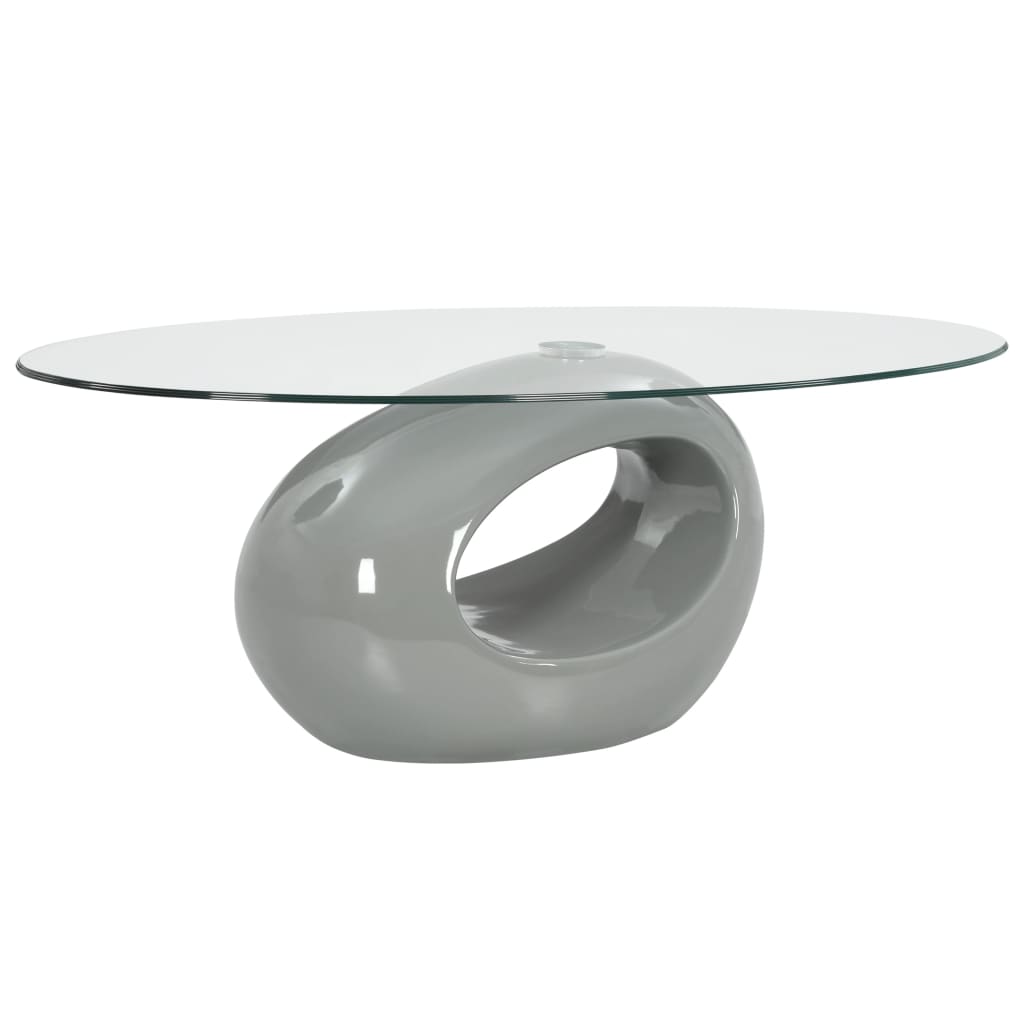 Oval Glass Top High Gloss Coffee Table