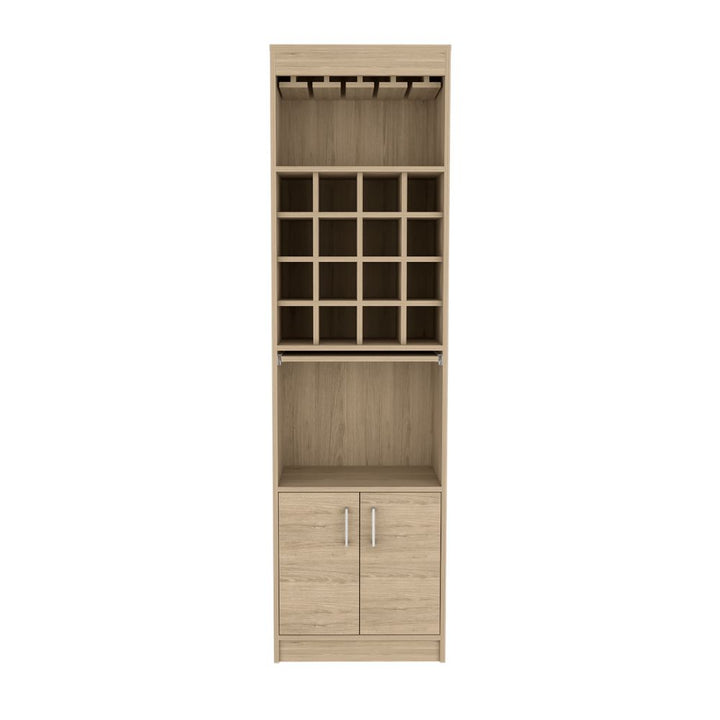 Atanasio Bar Cabinet, Rack, 16 Wine Cubbies, Light Pine Finish