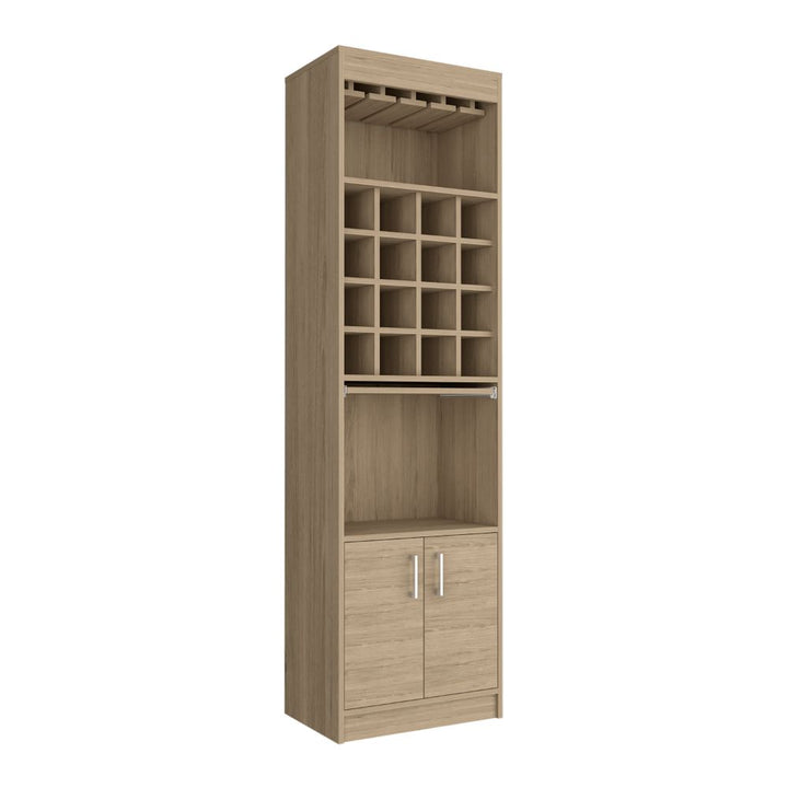 Atanasio Bar Cabinet, Rack, 16 Wine Cubbies, Light Pine Finish