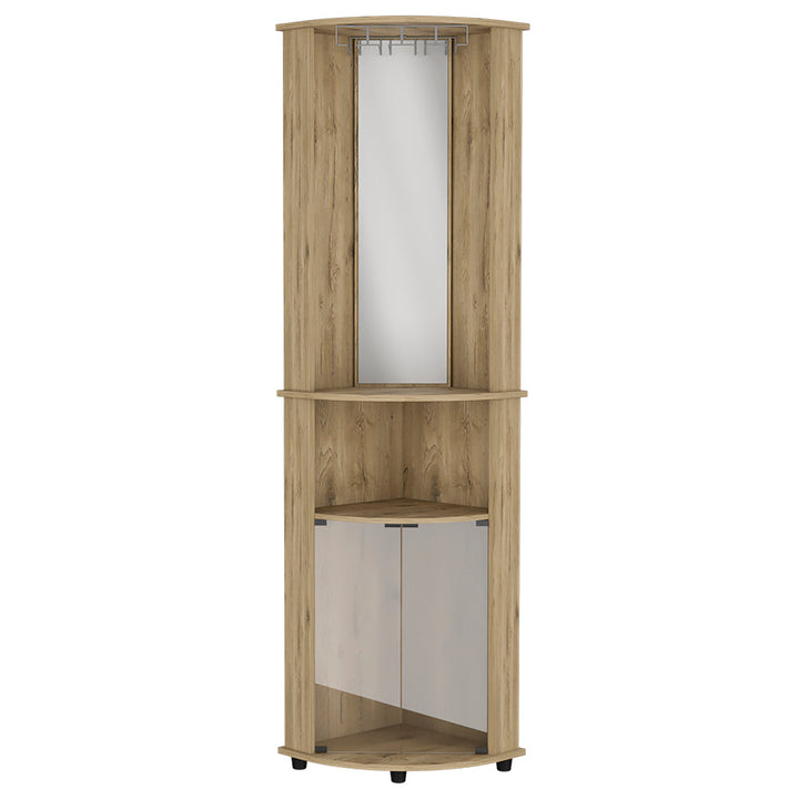 Corner Bar Cabinet Rialto, Three Shelves, Macadamia Finish