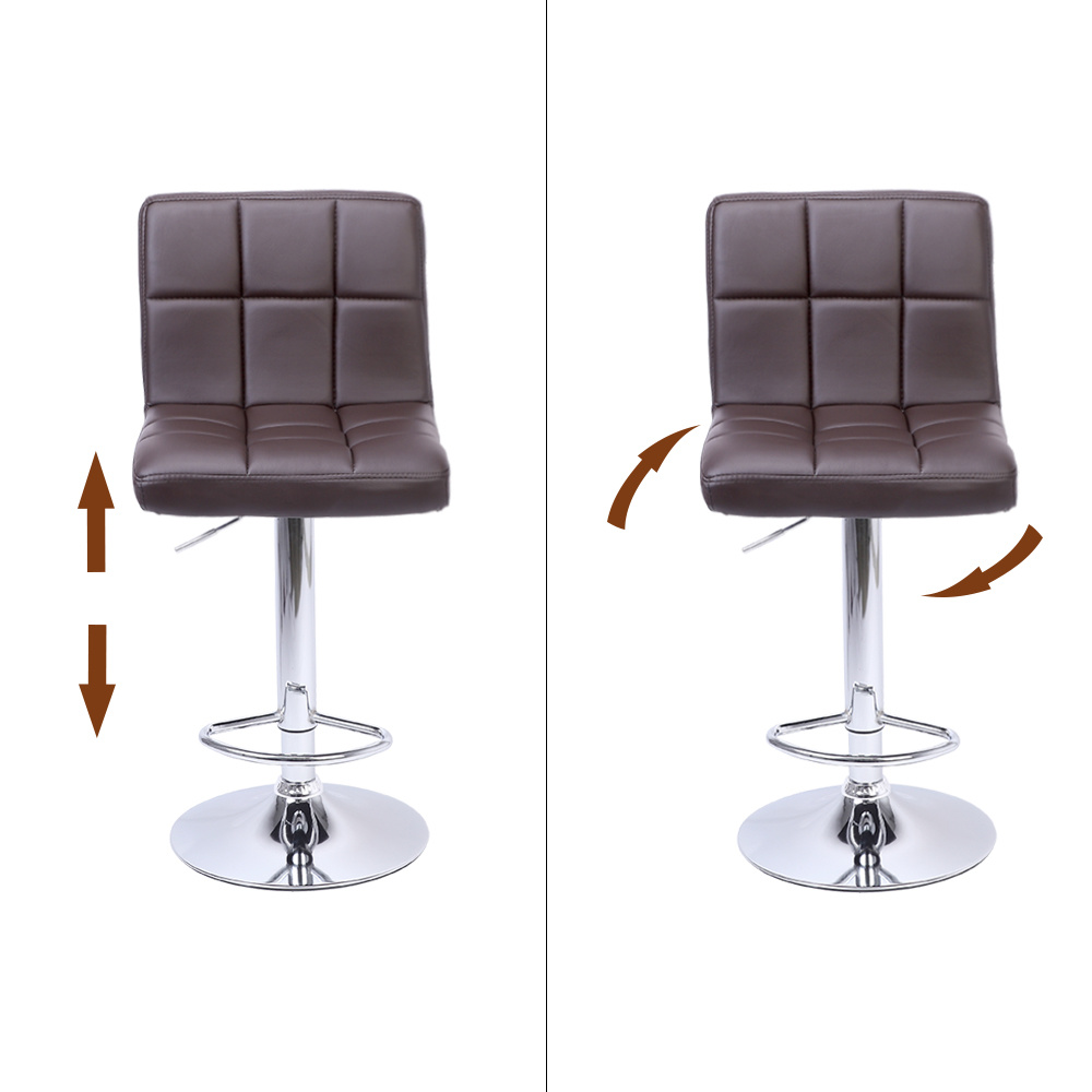 2 Bar Chairs Counter Height Adjustable Swivel Stool with PU Leather