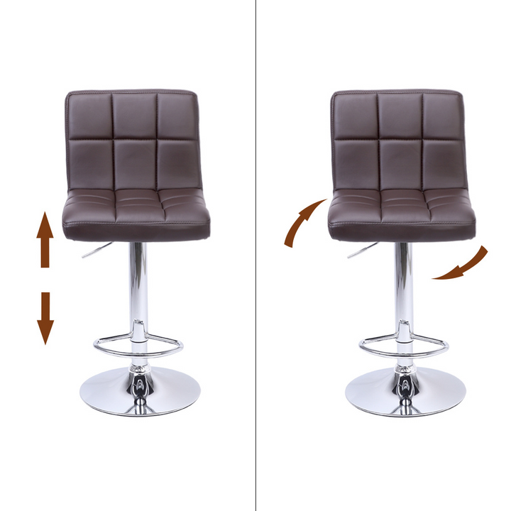 2 Bar Chairs Counter Height Adjustable Swivel Stool with PU Leather